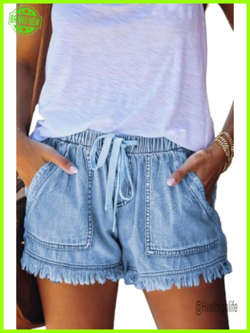 Women's Lightweight Cotton Drawstring Casual Shorts with Tassel & Pockets